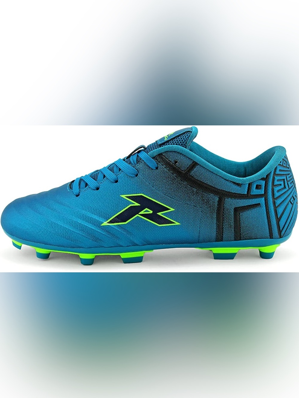 Men's Blue Soccer Cleats with Neon Green Accents